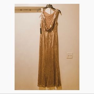 Sequined Maxi Dress-Rose Gold